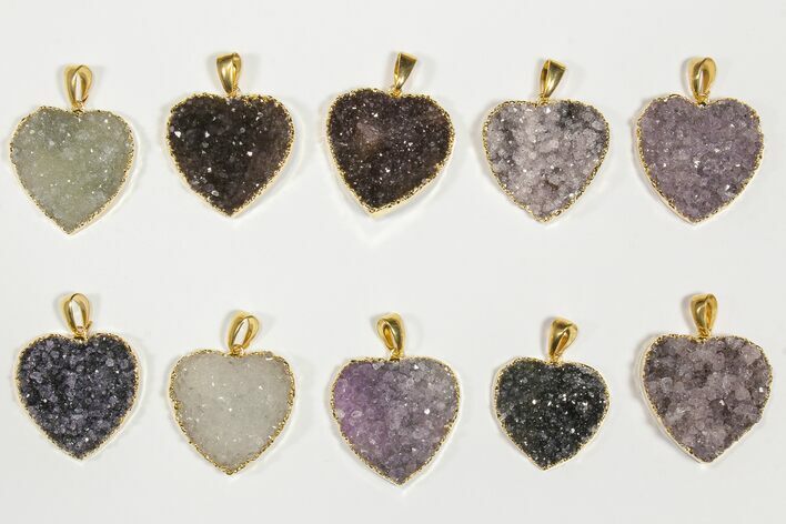 Lot: Druzy Amethyst Heart Pendants - Pieces #84076